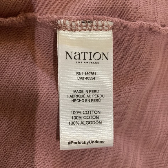 Nation Los Angeles Roya Elegant Pink Top Ruffle Size L Sleeve Peruvian Cotton - Picture 13 of 14